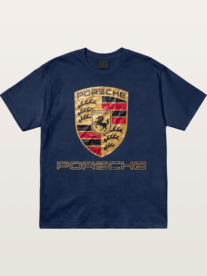Porsche Crumpled Paper Logo Cotton T-shirt