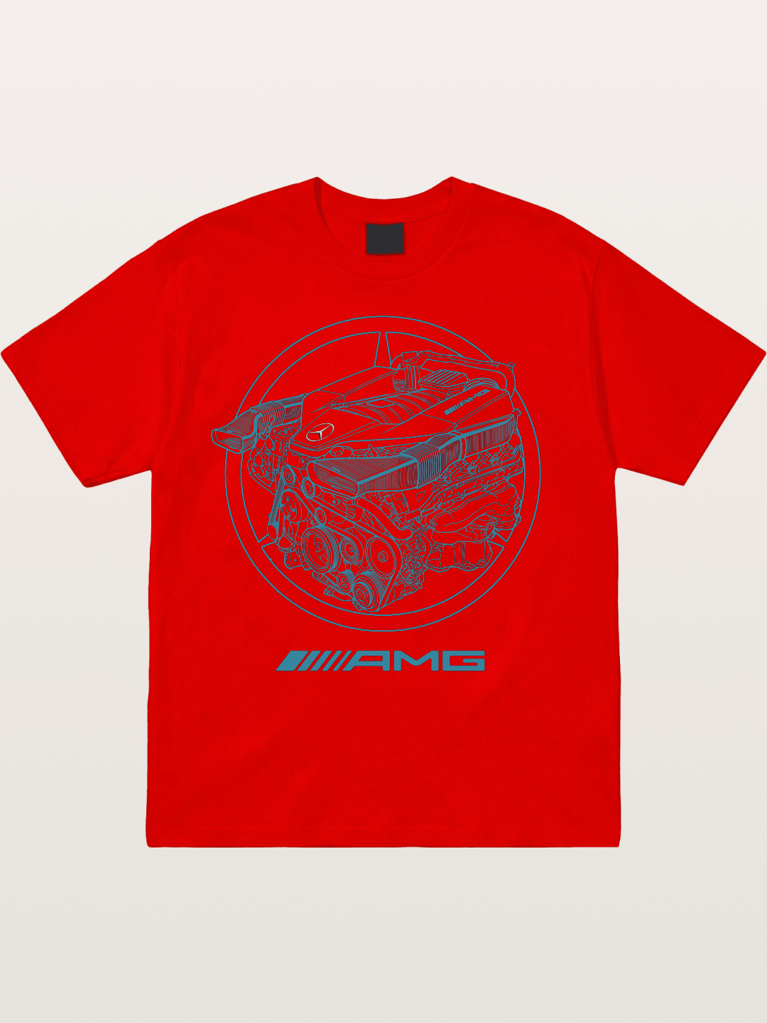 Mercedes AMG Engine Cutaway Blueprint Cotton T-shirt