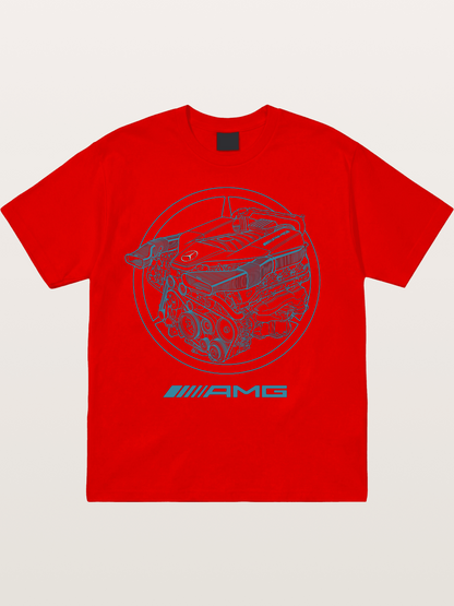Mercedes AMG Engine Cutaway Blueprint Cotton T-shirt