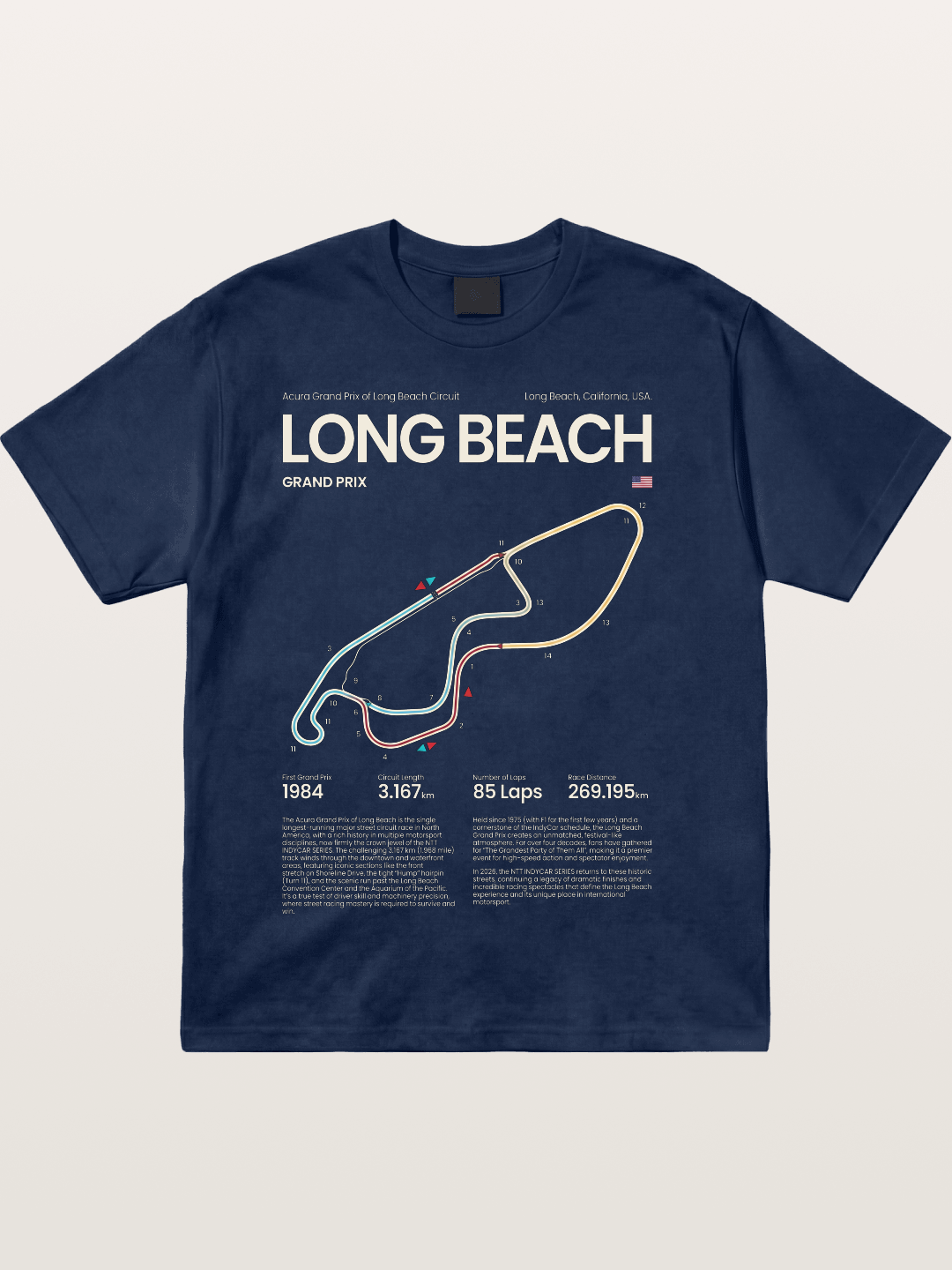 Long Beach GP Circuit Map Cotton T-shirt