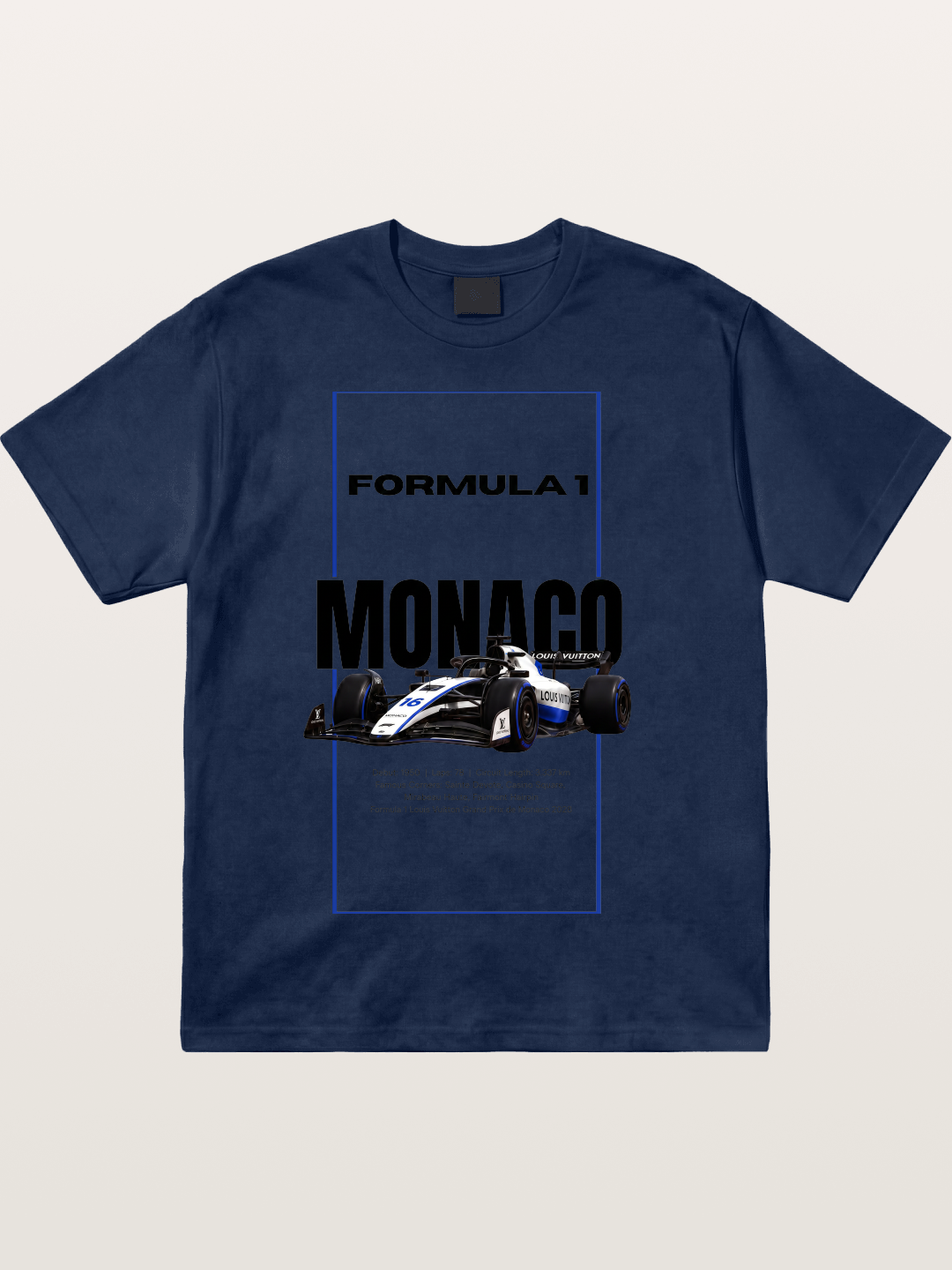 Monaco F1 LV Blue Border Print Cotton T-shirt