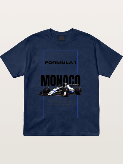 Monaco F1 LV Blue Border Print Cotton T-shirt