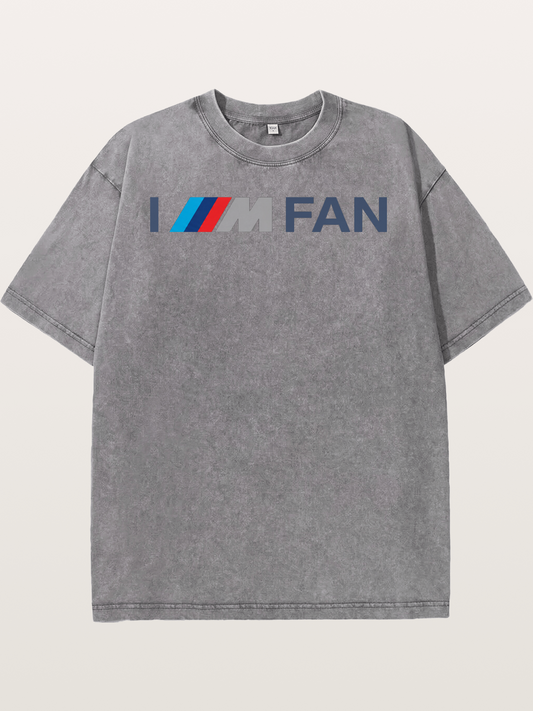 BMW M Fan Stripes Text Print Washed T-shirt