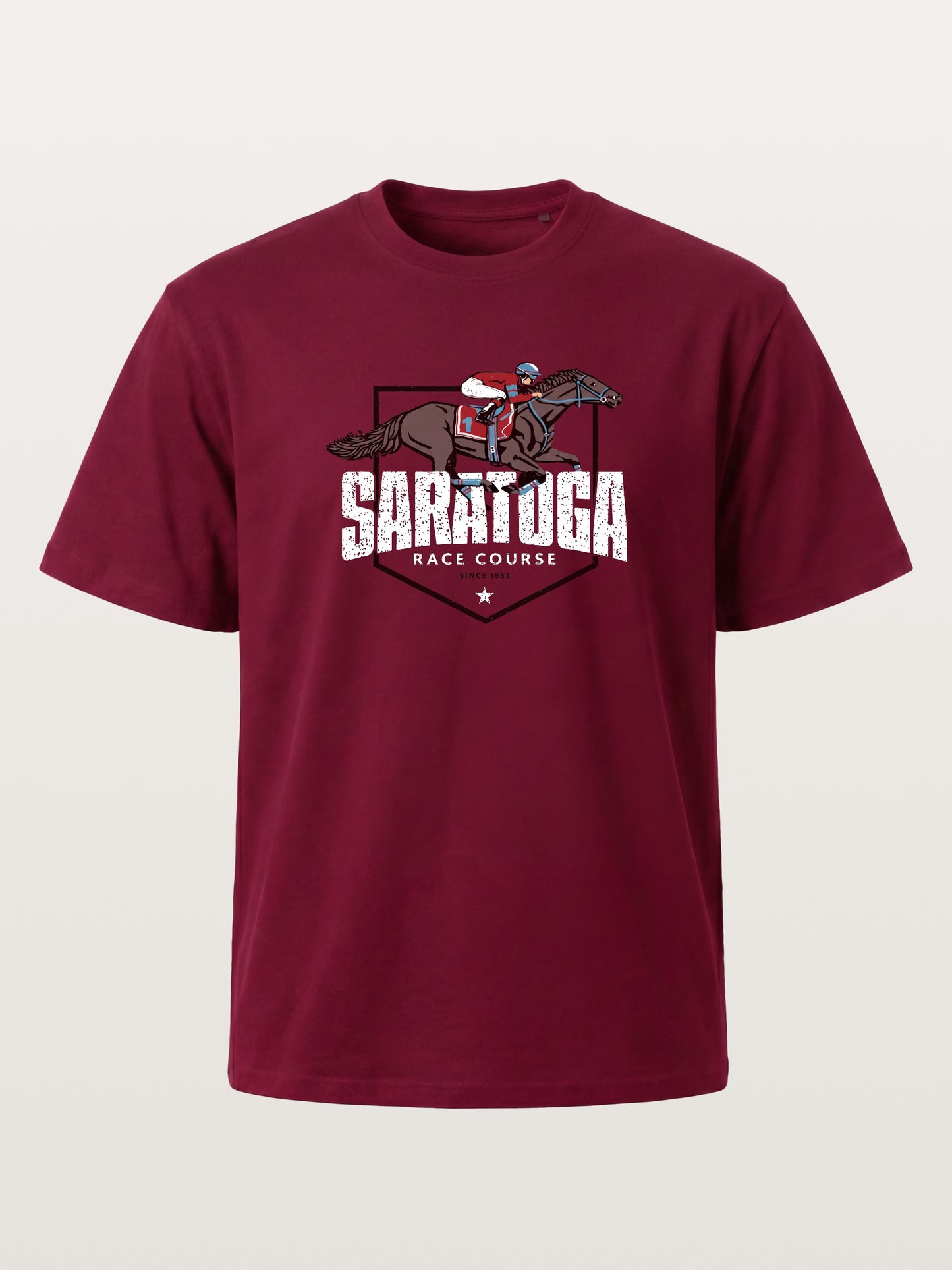 Saratoga Jockey And Horse Illustration Gildan T-shirt