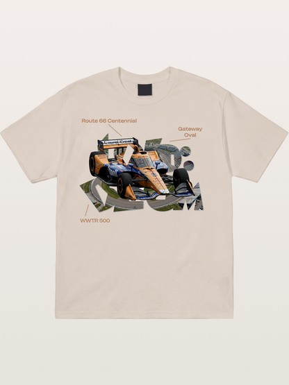 Orange IndyCar Route66 Art Cotton T-shirt