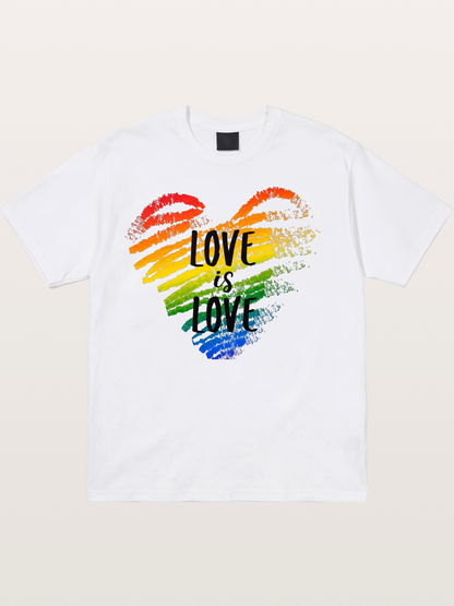Love Is Love Rainbow Heart Art Cotton T-shirt