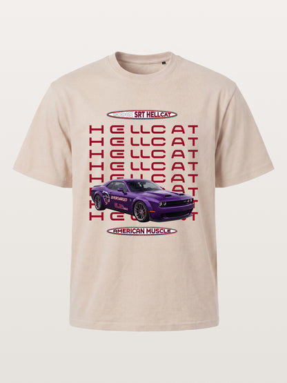 Purple Hellcat Repeat Font Card Cotton T-shirt