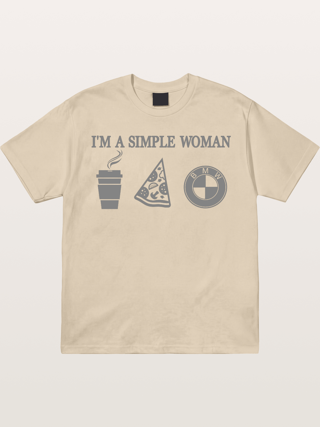 Simple Woman BMW Coffee Pizza Art Gildan T-shirt
