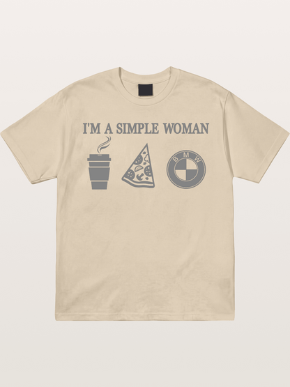 Simple Woman BMW Coffee Pizza Art Gildan T-shirt