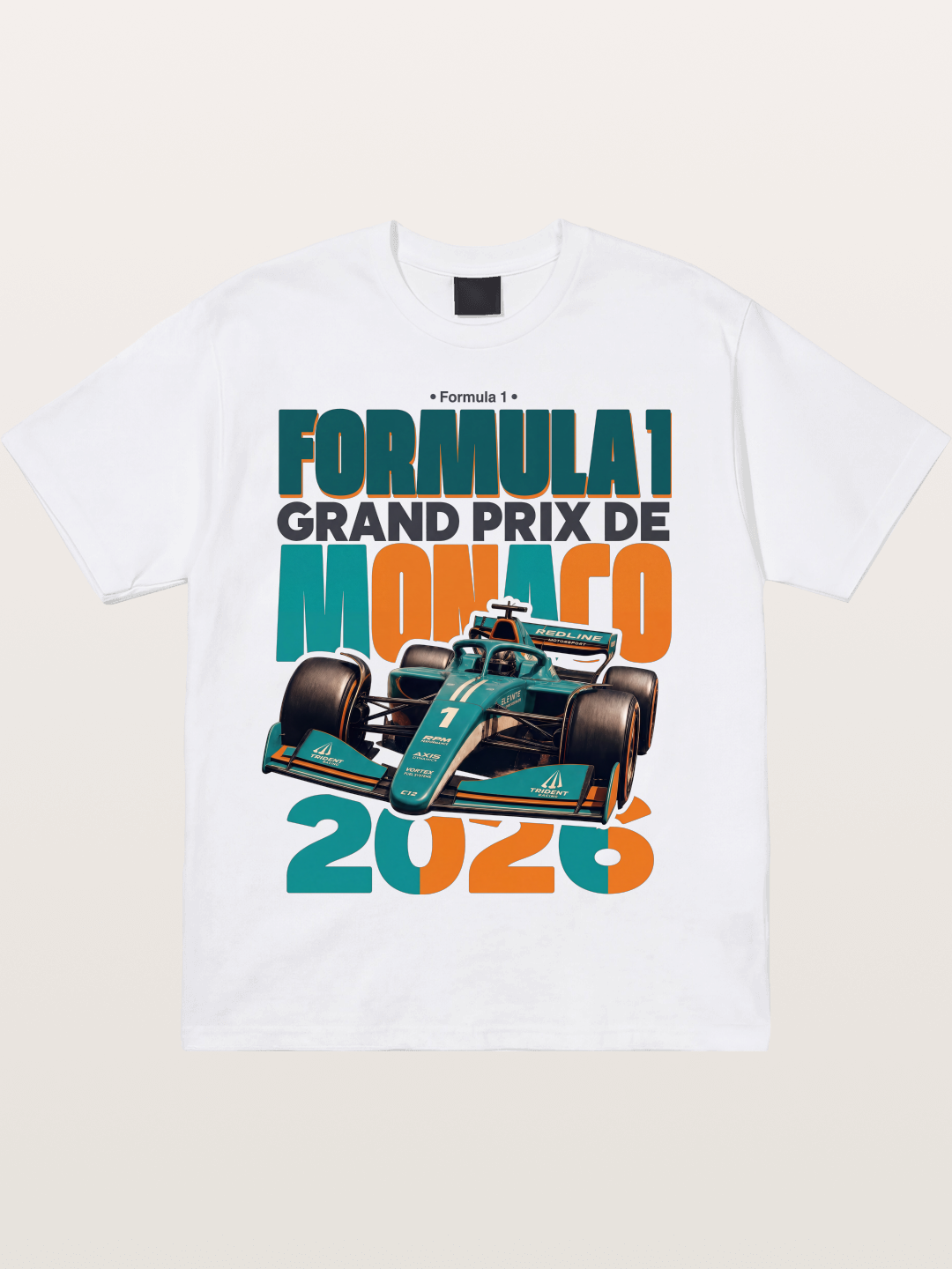 Teal Orange Monaco F1 Poster Cotton T-shirt---