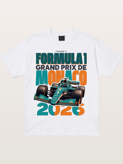 Teal Orange Monaco F1 Poster Cotton T-shirt---