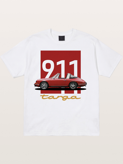 911 Targa Red Vintage Print Cotton T-shirt
