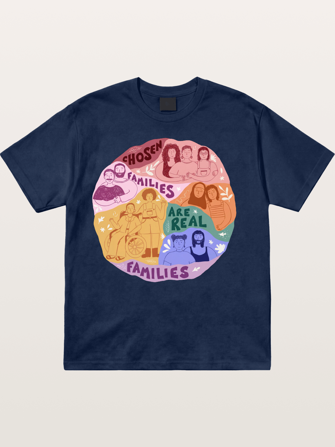 Chosen Families Pride Circle Illustration Cotton T-shirt