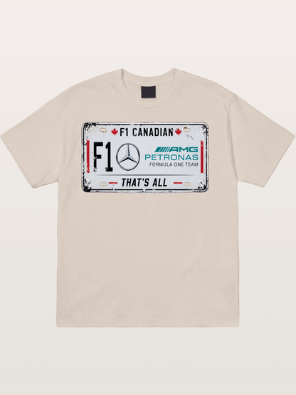 Mercedes F1 License Plate Print Cotton T-shirt