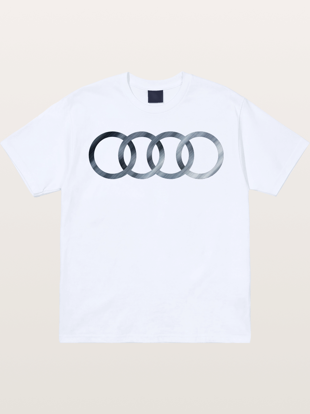 Audi Four Rings Brushed Metal Logo Gildan T-shirt