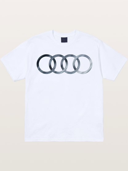 Audi Four Rings Brushed Metal Logo Gildan T-shirt