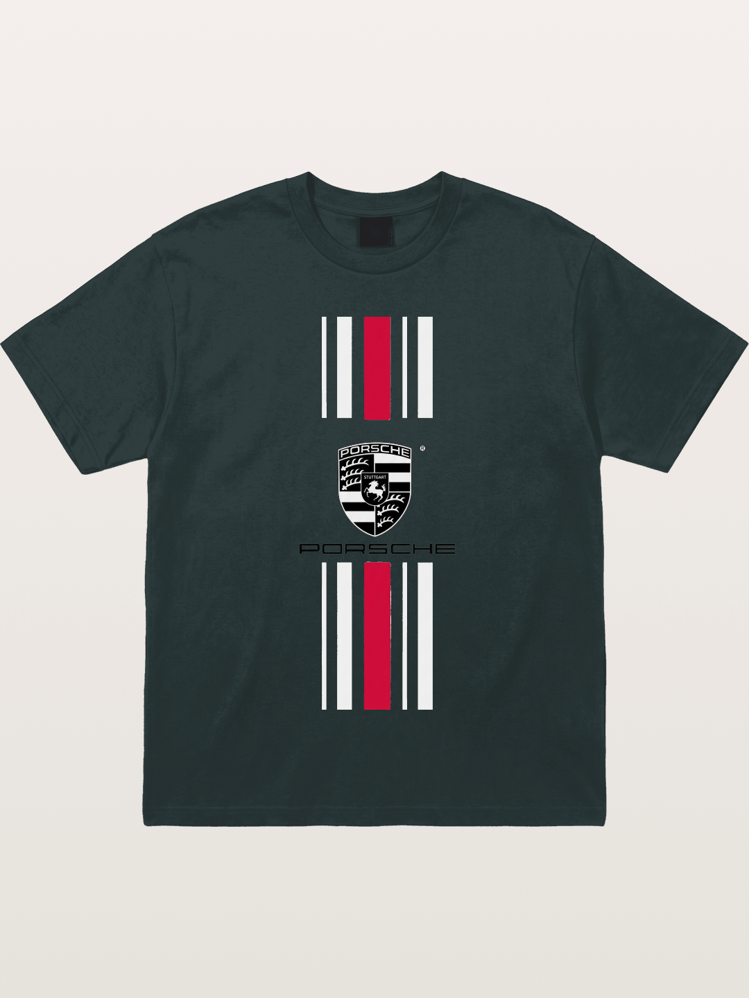Porsche Crest Striped Design Gildan T-shirt