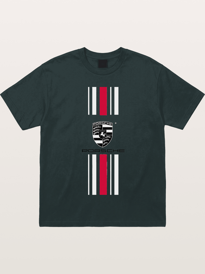 Porsche Crest Striped Design Gildan T-shirt