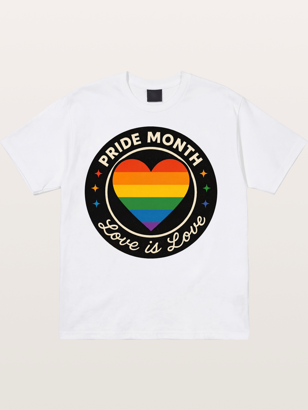 Pride Month Love Is Love Heart Badge Cotton T-shirt