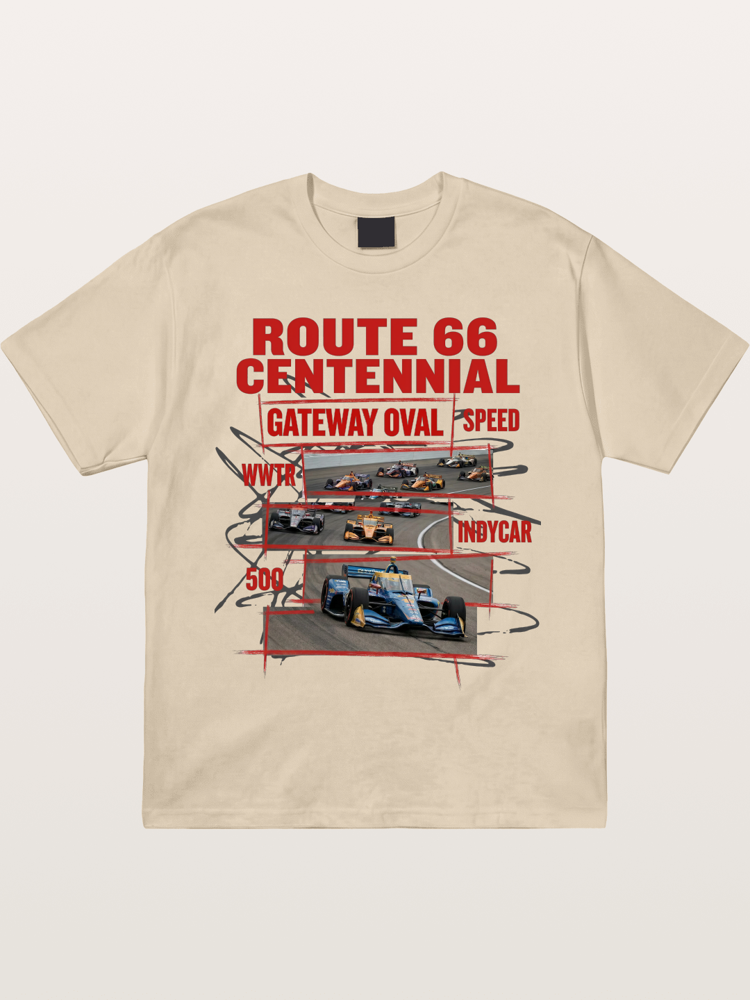 Red Sketch Route66 Race Poster Gildan T-shirt