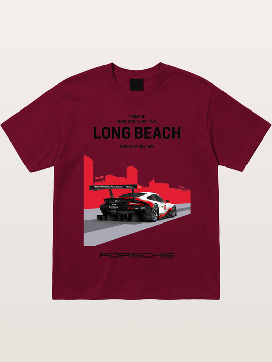 Long Beach Race Porsche Poster Gildan T-shirt