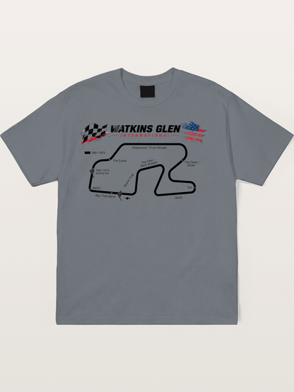 Watkins Glen Road Course Map Art Cotton T-shirt
