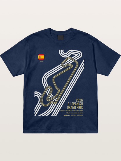 Spanish F1 Catalunya Circuit Layout Cotton T-shirt