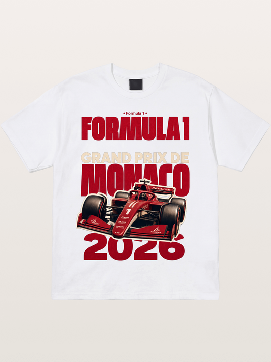 Monaco F1 2026 Red Print Cotton T-shirt