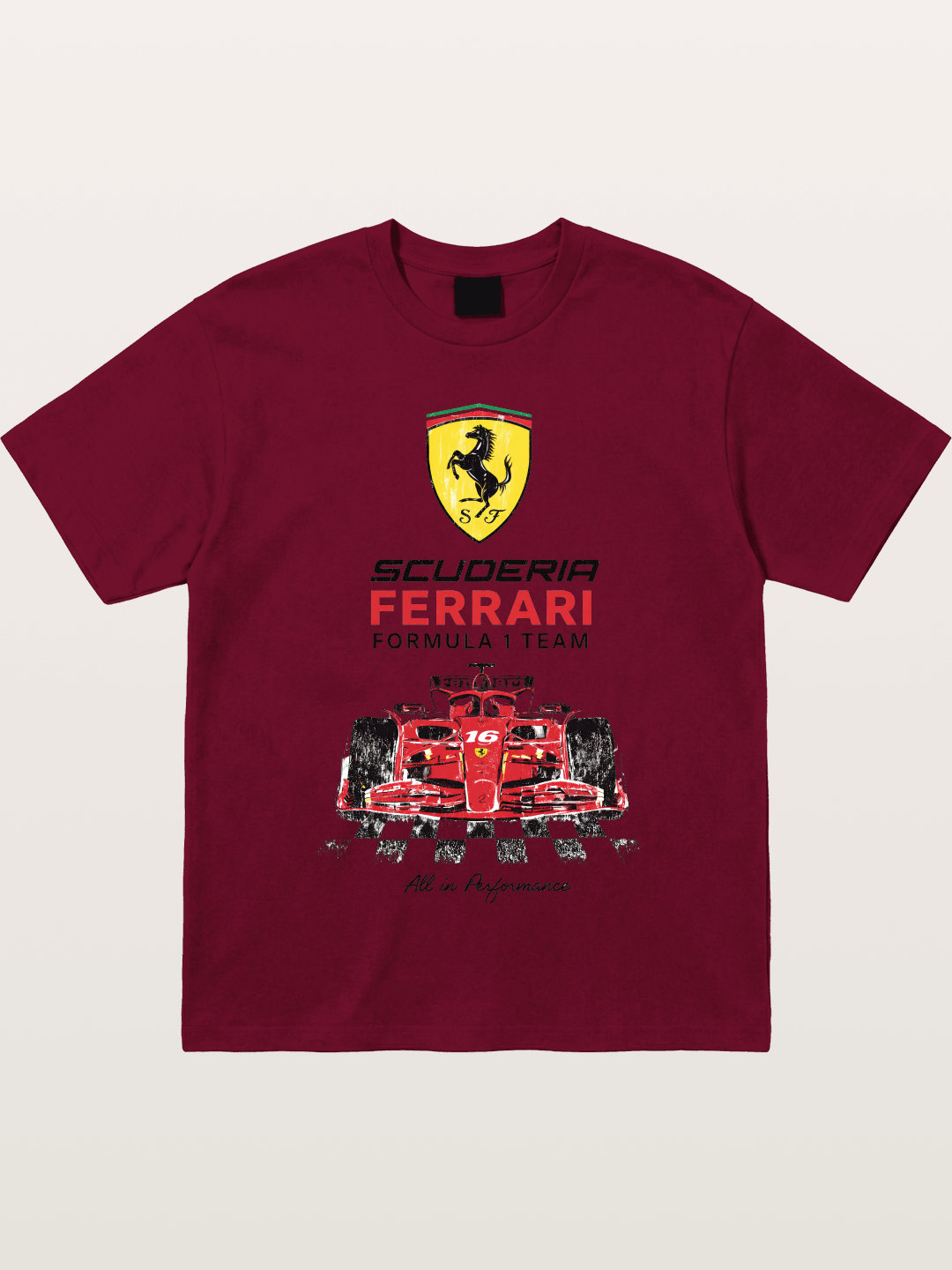 Ferrari F1 Team Racing Poster Gildan T-shirt