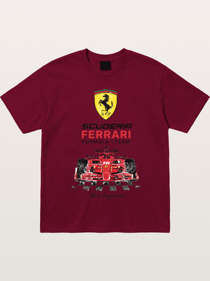 Ferrari F1 Team Racing Poster Gildan T-shirt