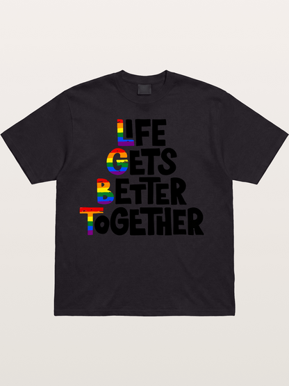 Together Pride Rainbow Quote Art Cotton T-shirt