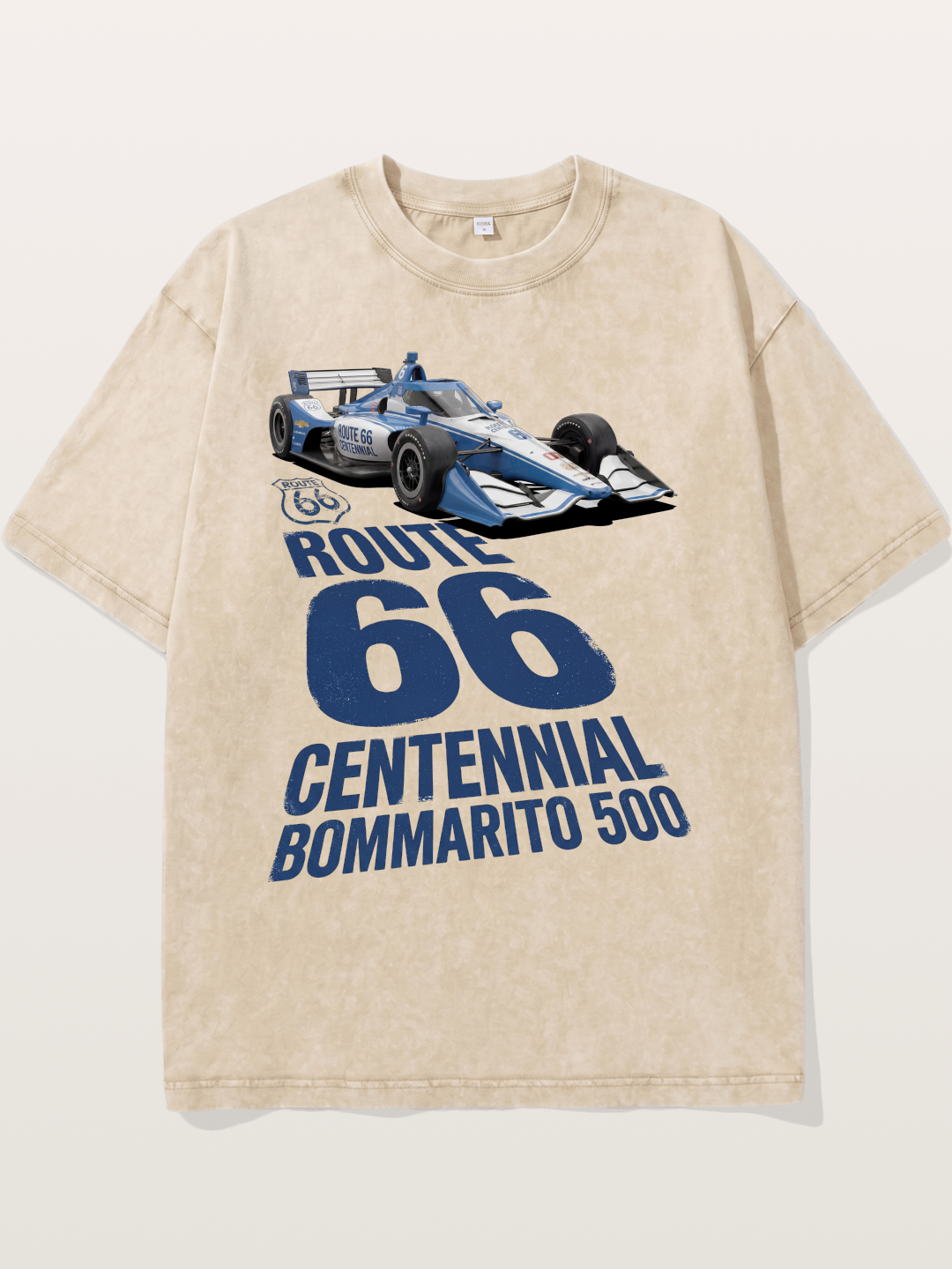 Blue IndyCar Route66 Print Washed T-shirt