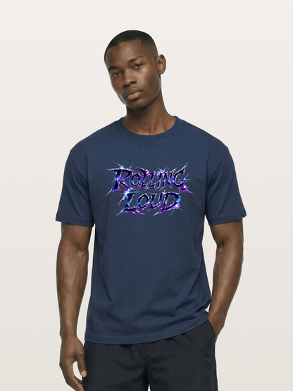 Rolling Loud Blue Lightning Font Cotton T-shirt