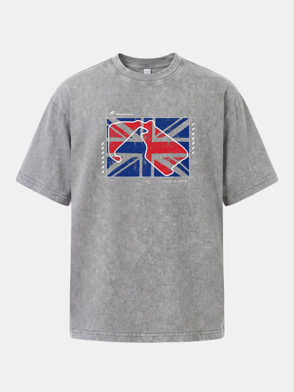 Vintage Union Jack F1 British Theme Washed T-shirt