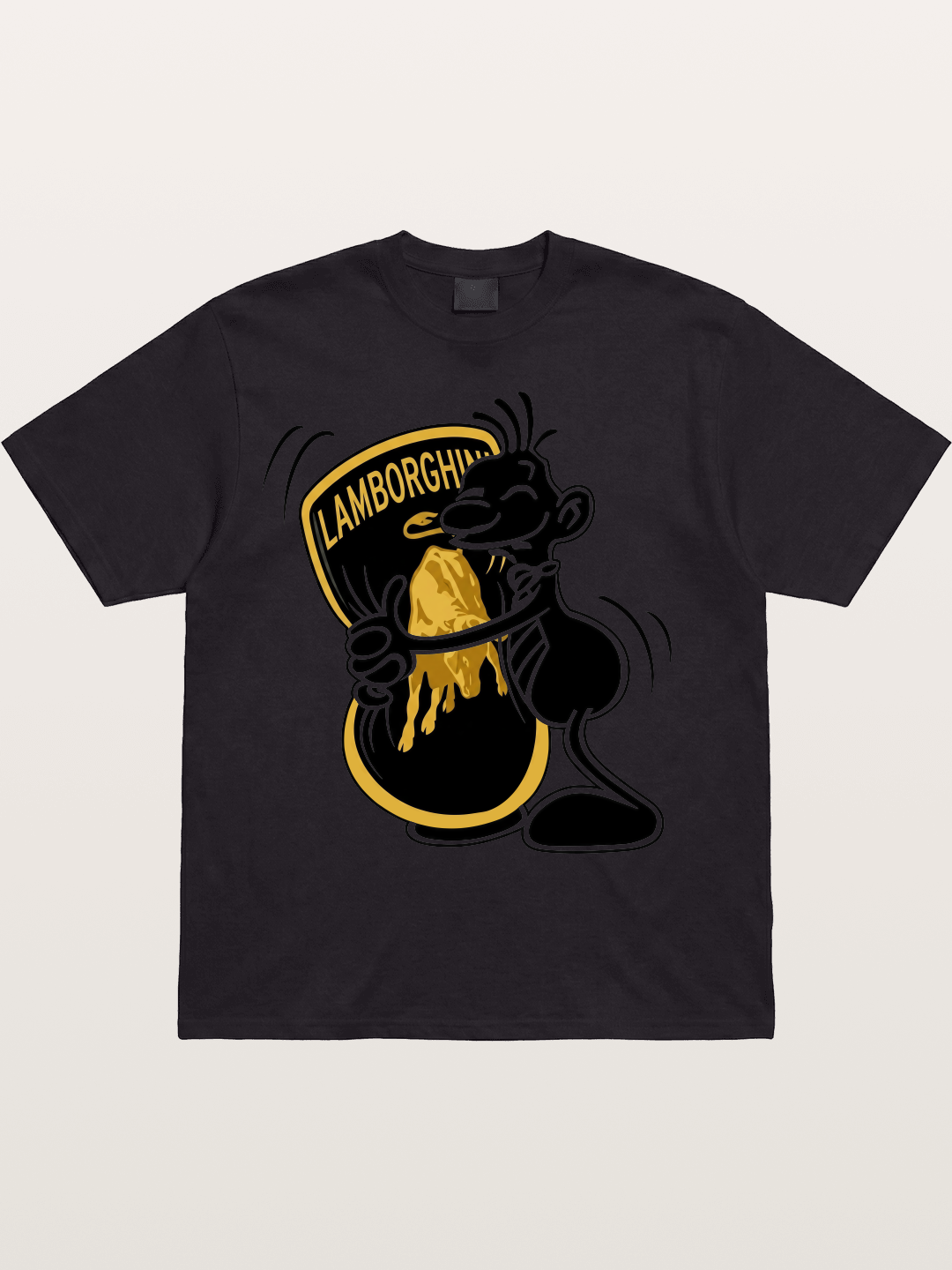 Cartoon Hugs Lamborghini Logo Cotton T-shirt