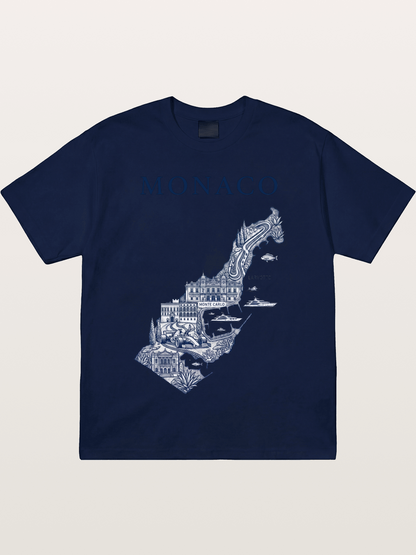 Monaco National Map Circuit Illustration Gildan T-shirt