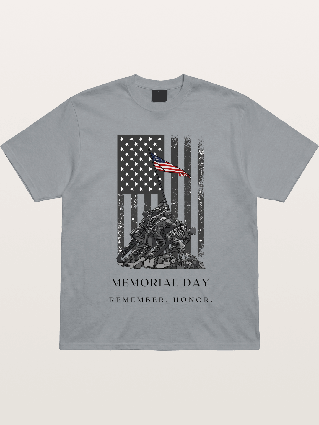 Memorial Day Flag Raising Print Gildan T-shirt