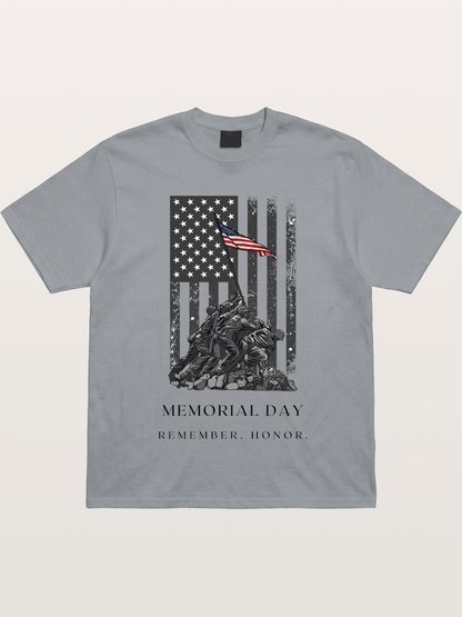 Memorial Day Flag Raising Print Gildan T-shirt