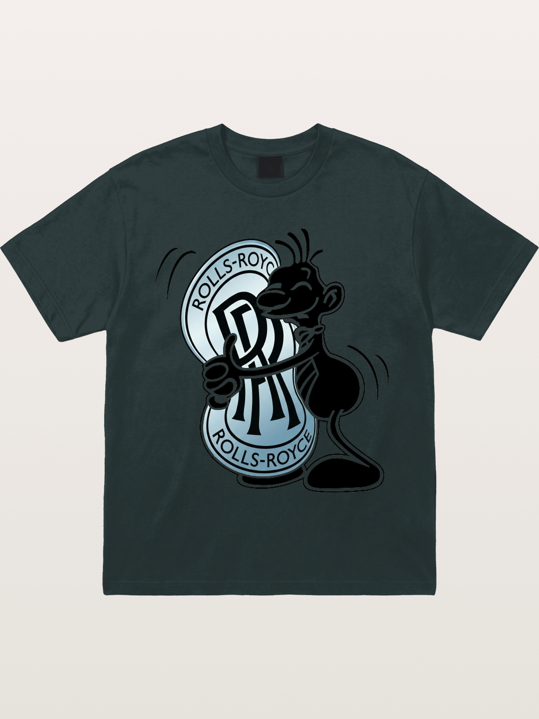 Mascot Hugging Rolls-Royce Logo Gildan T-shirt
