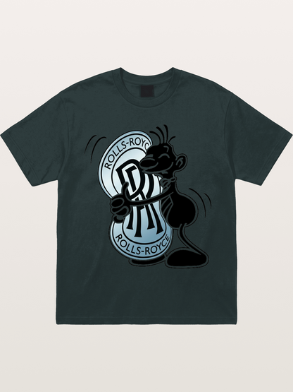Mascot Hugging Rolls-Royce Logo Gildan T-shirt
