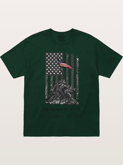 Memorial Day Flag Raising Print Gildan T-shirt