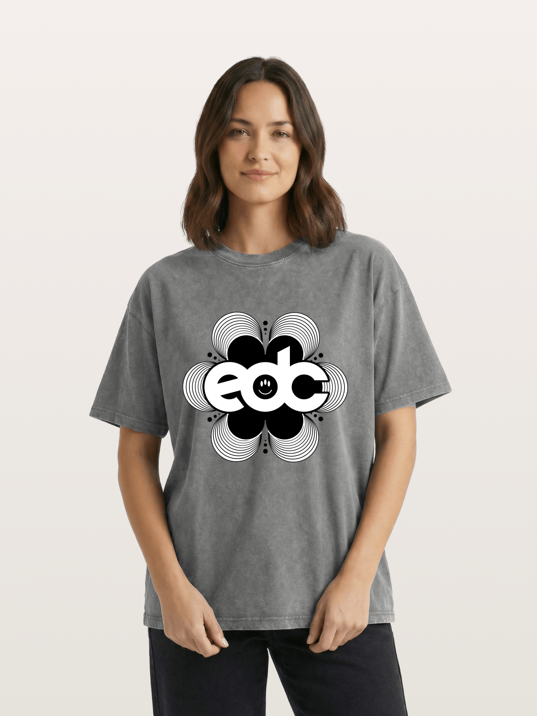 EDC Wavy Daisy Logo Design Washed T-shirt