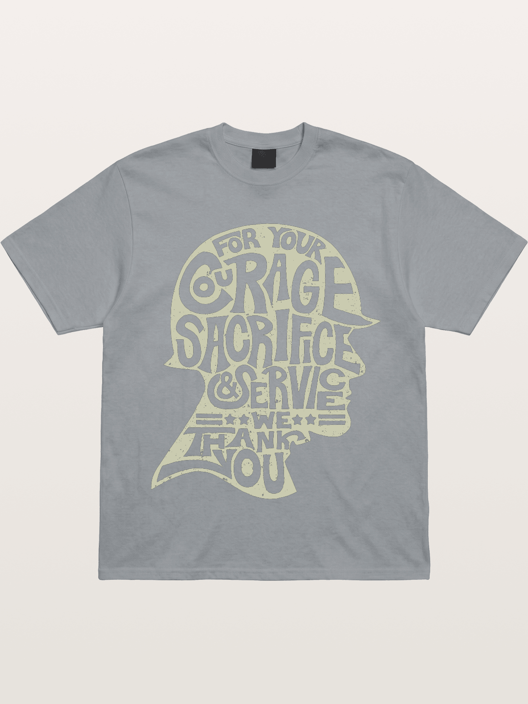 Soldier Helmet Courage Sacrifice Word Art Gildan T-shirt