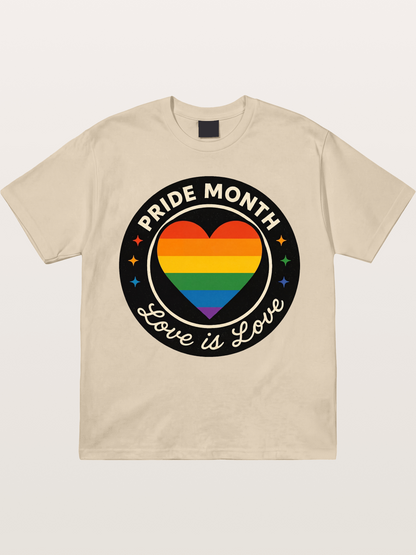 Pride Month Love Is Love Heart Badge Gildan T-shirt