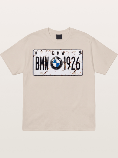 Vintage BMW License Plate Decor Cotton T-shirt