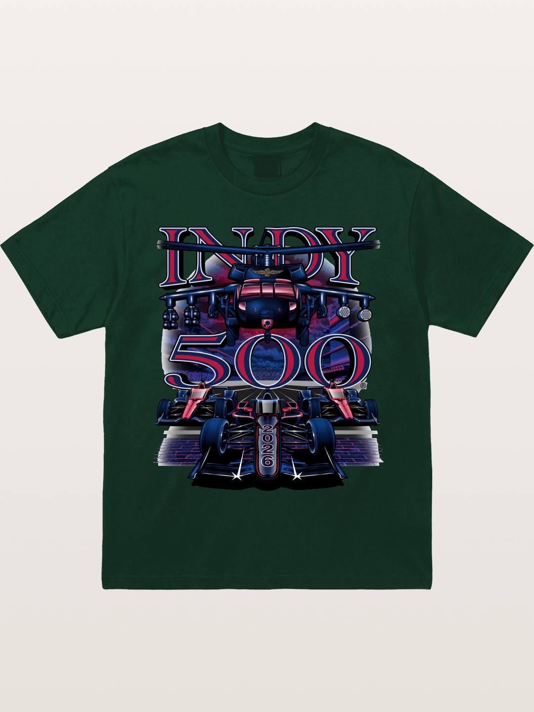Indy 500 2026 Race Car Neon Art Gildan T-shirt