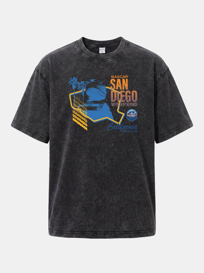 San Diego NASCAR Helmet Silhouette Washed T-shirt