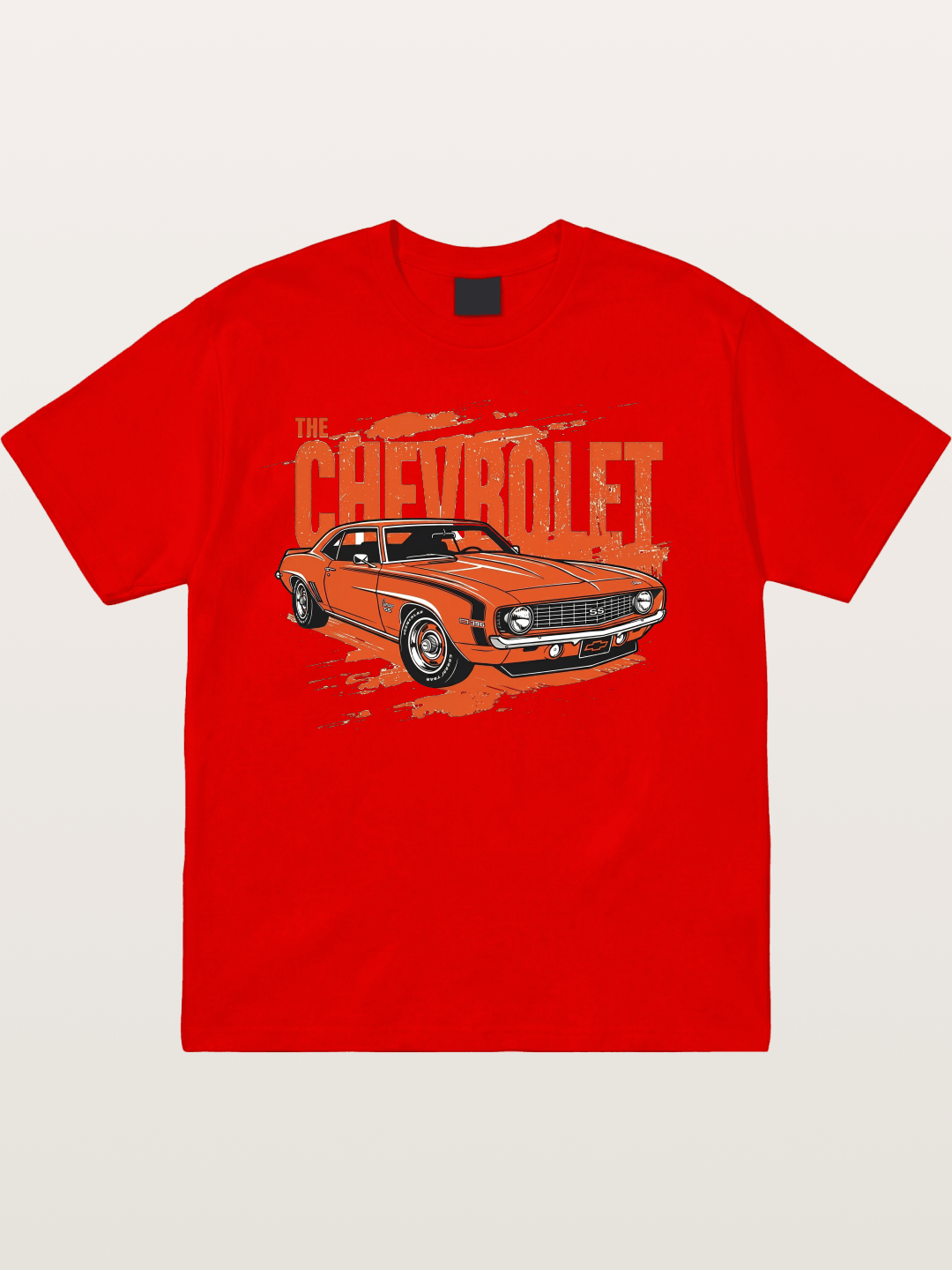 Orange Classic American Car Cotton T-shirt