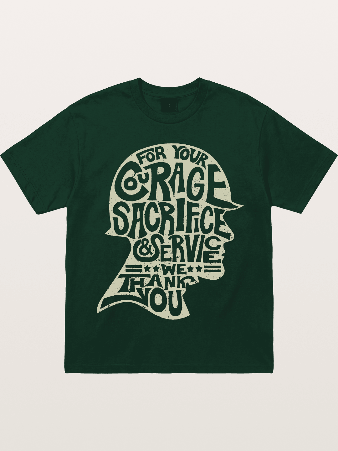 Soldier Helmet Courage Sacrifice Word Art Gildan T-shirt