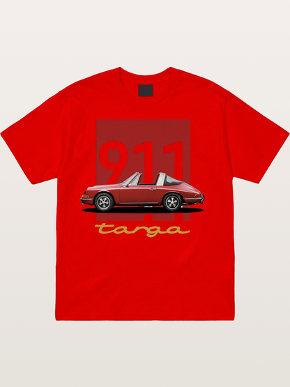 911 Targa Red Vintage Print Cotton T-shirt